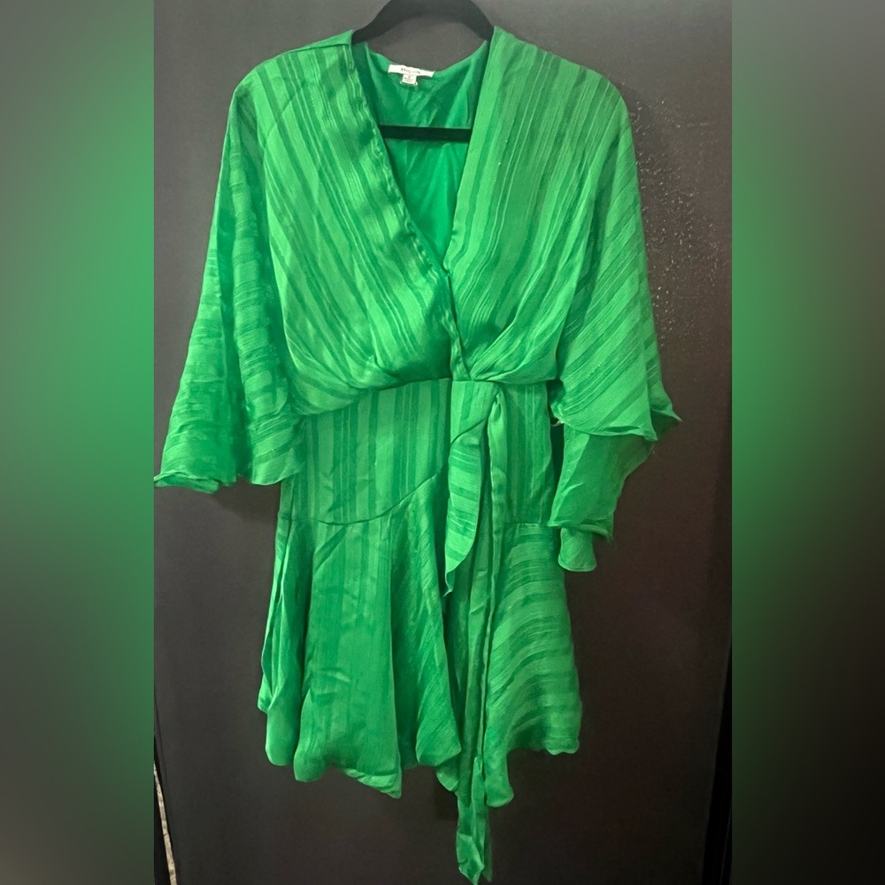 BTFL Vondra Stripe Jacquard Long Sleeve Satin mini dress Size S